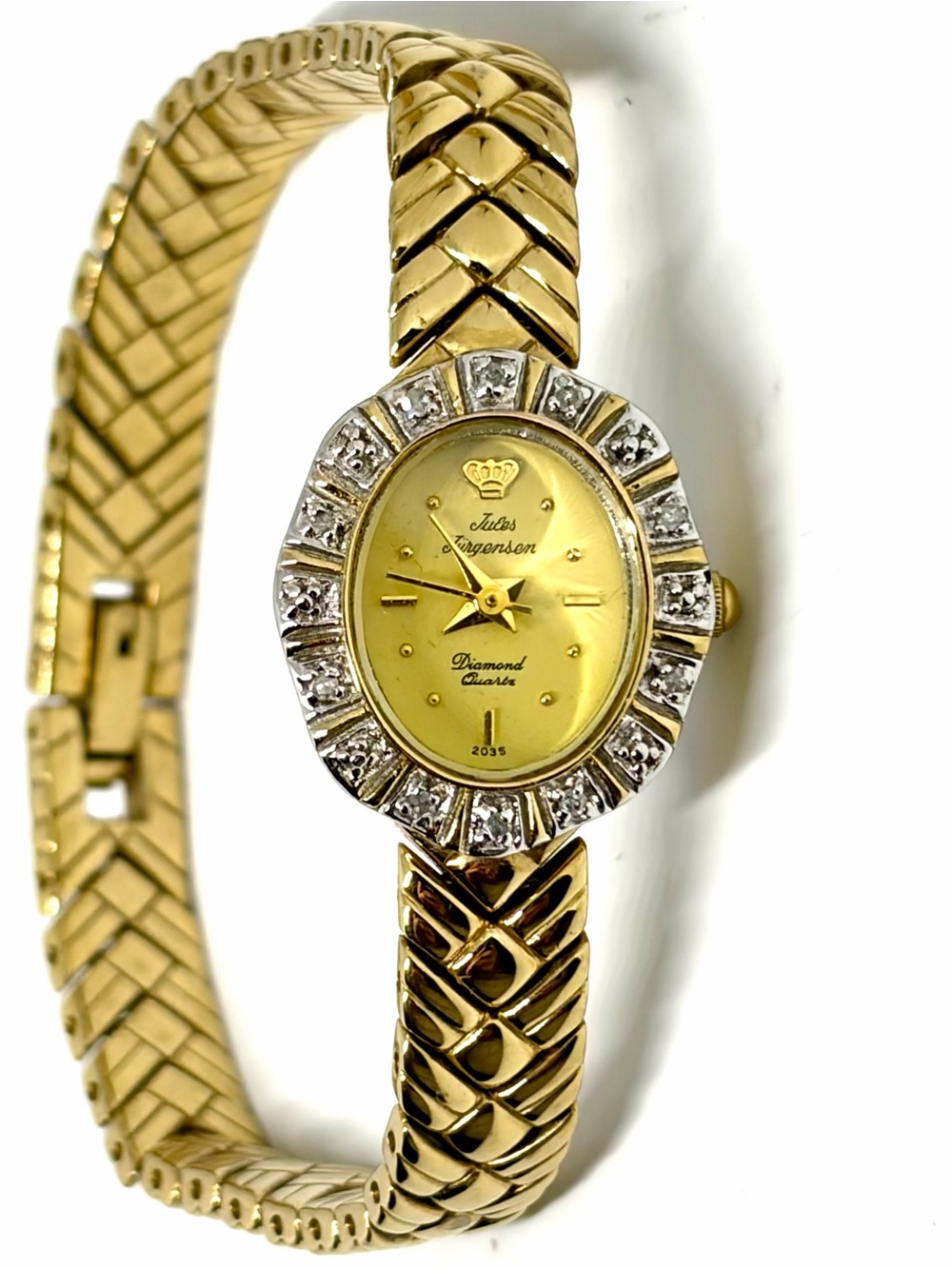 Jules Jurgenson Ladies Watch Vintage 1990's Genuine Diamond Bezel New Battery